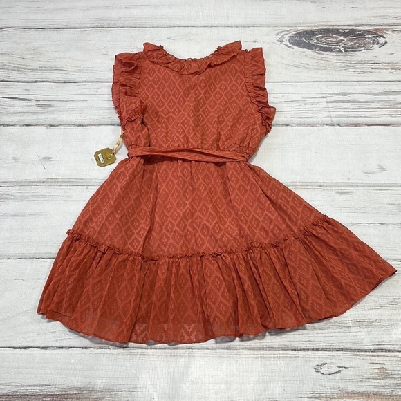 Ryegrass Dress NWT V Neck Ruffles Knee Length Foxtail Orange XX Large XXL - Picture 5 of 17